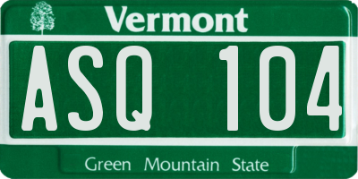 VT license plate ASQ104