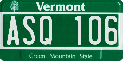 VT license plate ASQ106