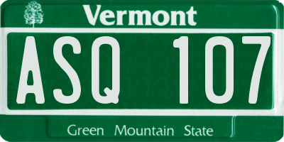 VT license plate ASQ107
