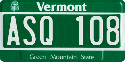 VT license plate ASQ108