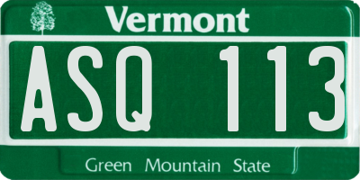 VT license plate ASQ113