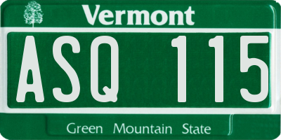 VT license plate ASQ115