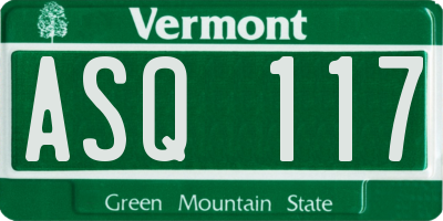 VT license plate ASQ117