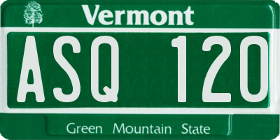 VT license plate ASQ120