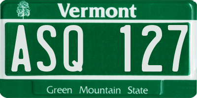 VT license plate ASQ127