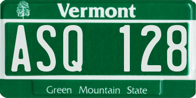 VT license plate ASQ128