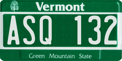 VT license plate ASQ132