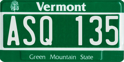 VT license plate ASQ135