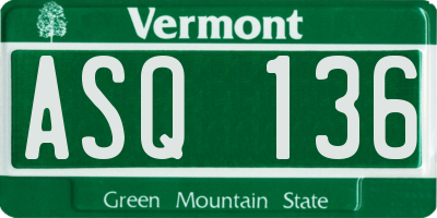 VT license plate ASQ136