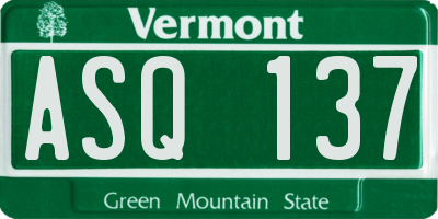VT license plate ASQ137