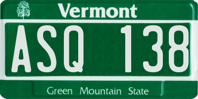 VT license plate ASQ138