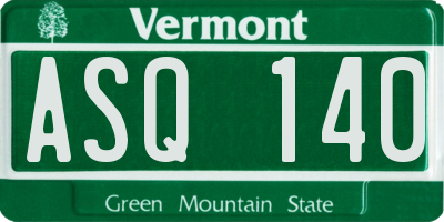 VT license plate ASQ140