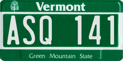 VT license plate ASQ141