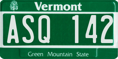 VT license plate ASQ142