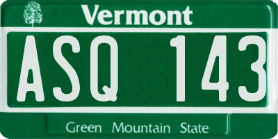VT license plate ASQ143