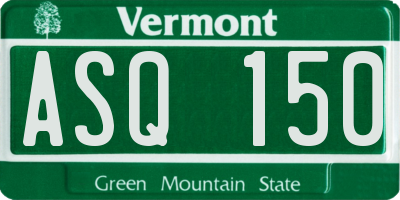 VT license plate ASQ150