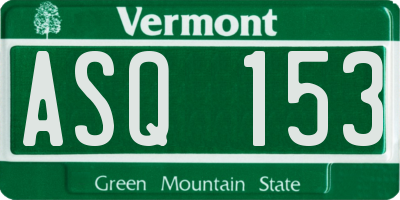 VT license plate ASQ153