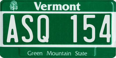 VT license plate ASQ154