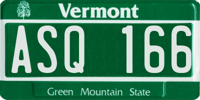 VT license plate ASQ166