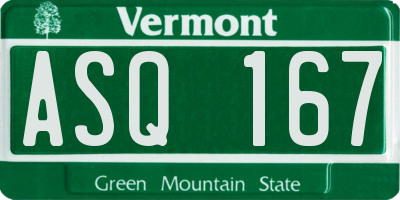 VT license plate ASQ167