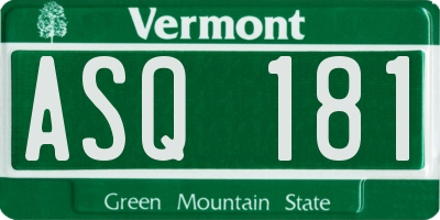 VT license plate ASQ181