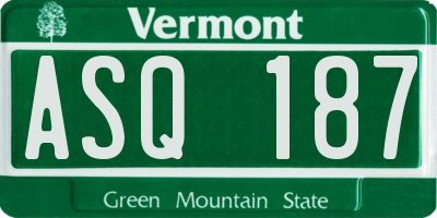 VT license plate ASQ187