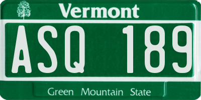 VT license plate ASQ189