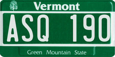 VT license plate ASQ190