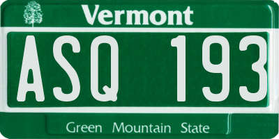 VT license plate ASQ193