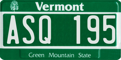 VT license plate ASQ195
