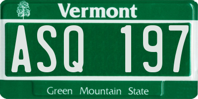VT license plate ASQ197
