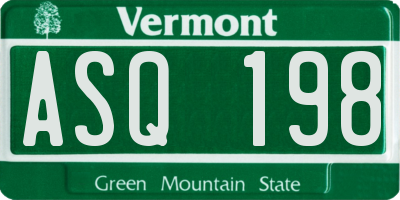 VT license plate ASQ198