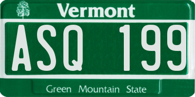 VT license plate ASQ199