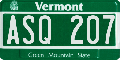 VT license plate ASQ207