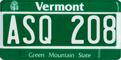 VT license plate ASQ208