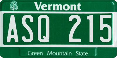 VT license plate ASQ215