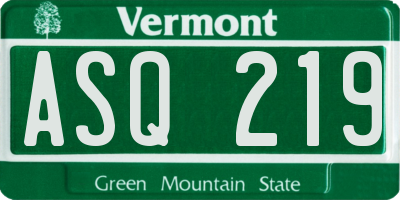 VT license plate ASQ219