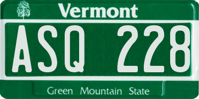 VT license plate ASQ228