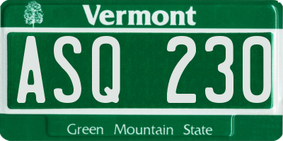 VT license plate ASQ230