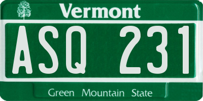 VT license plate ASQ231