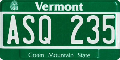 VT license plate ASQ235