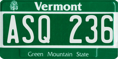 VT license plate ASQ236
