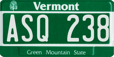 VT license plate ASQ238