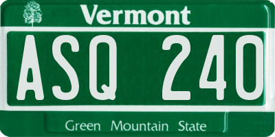 VT license plate ASQ240