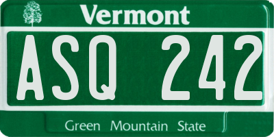 VT license plate ASQ242