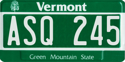 VT license plate ASQ245