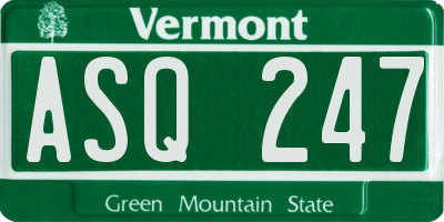 VT license plate ASQ247