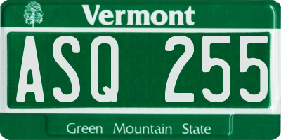 VT license plate ASQ255