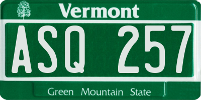 VT license plate ASQ257