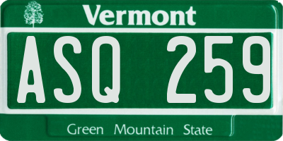 VT license plate ASQ259